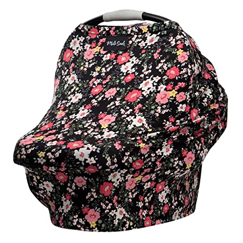 Milk Snob Original 5-in-1 Cover - Added Privacy for Breastfeeding, Baby Car Seat, Carrier, Stroller, High Chair, Shopping Cart, Lounger Canopy - Newborn Essentials, Nursing Top, Peony