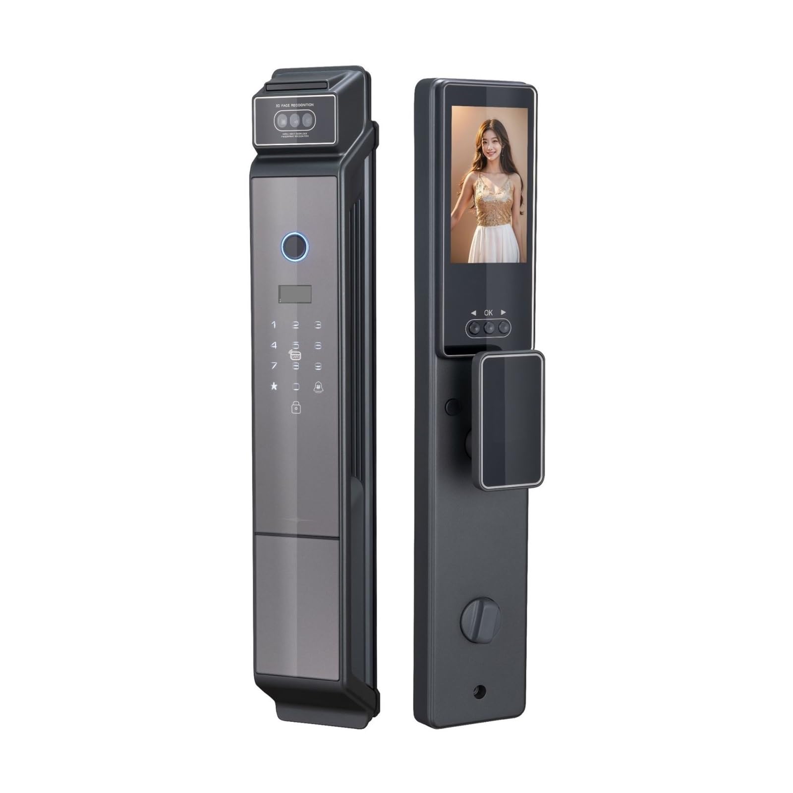 DIGNIFE Smart Door Lock, 3D Face Smart Door Lock with Real Time Monitoring Active Visual Intercom Fingerprint