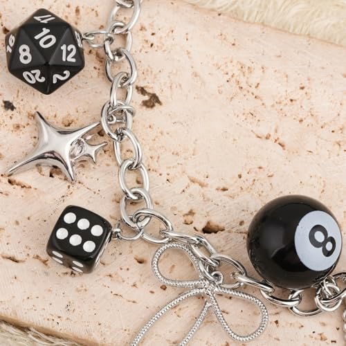 Image of 8 Ball Dice Charm Keychain - Cute Bag Purse Handbag Accessories - Y2K Aesthetic Key Chain for Women Men