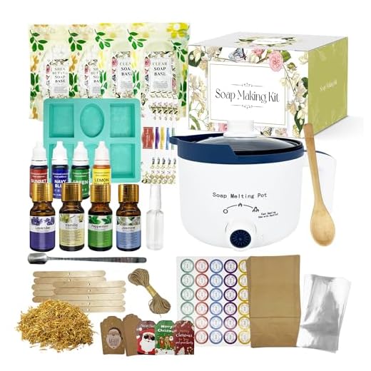 PIUH Kit de fabricação de sabonete, incluindo sabonete, base de sabão de 900 g, moldes e raspadores de silicone, calêndula, 4 óleos de fragrância e corantes para fabricação de sabão, kits de