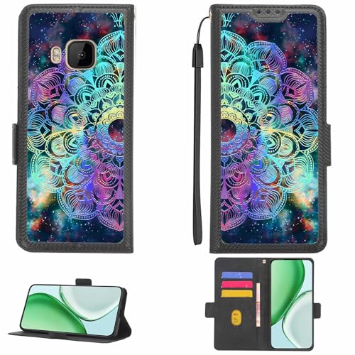 Aroepurt Case Compatible for HTC One M9 Phone Case Flip Cover [with Tempered Glass Screen Protector][RFID Blocking][Colorful Reflect Light] LPT-HTT