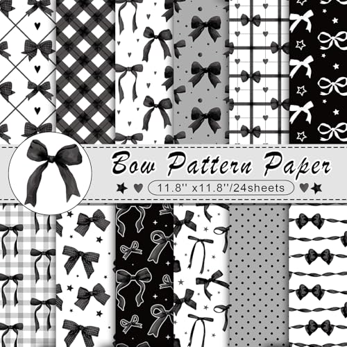 Papier scrapbooking double face 30x30 cm à motif nœud noir pour cartes Konsait