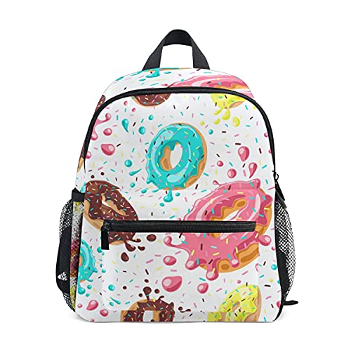ISAOA - Mochila para niñas pequeñas, color rosa, chocolate, azul limón, menta y donuts para niñas pequeñas, mochila para guardería, mochila preescolar con correa para el pecho, bolsa para pañales