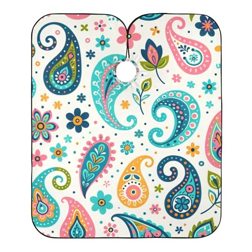 Hezely Cute Floral Paisley Hair Dye Cape, Barber Cape for Adults,Waterproof Salon Cape,Waterproof Hairdressing Styling Hair Cutting, 65