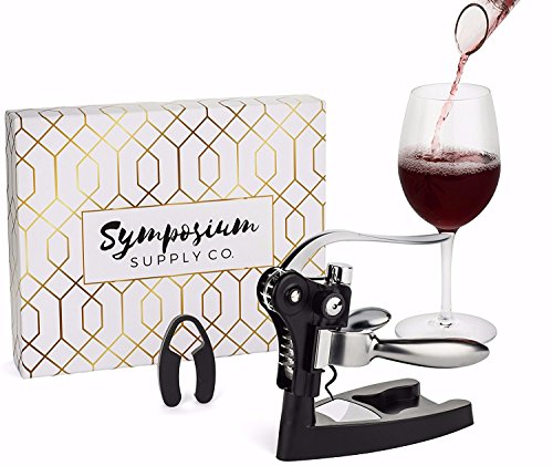 New Wine Bottle Opener Set by Symposium Supply - Rabbit-Style Corkscrew with Aerator - 5 Piece Stylish Gift Set For The Wine Lover