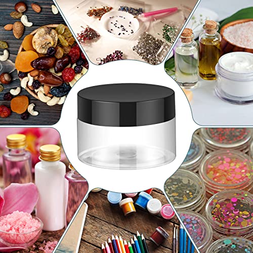 Image of Aoriher 150 Pcs Clear Plastic Jars with Lids Round Containers,1 Oz,Black