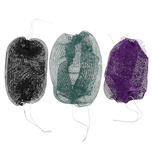 VALICLUD Esponja de Baño Africana Elástica 3 Unidades (verde Oscuro, Negro, Violeta Oscuro) Paño Exfoliante Corporal para Ducha, Sauna y Cuidado de Piel Suave Diaria