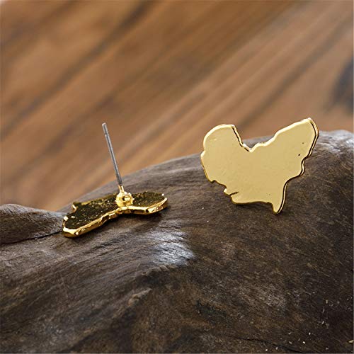 Chic Stainless Steel African Map Studs Earrings Hypoallergenic Gold Silver Traditional Ethnic Post Stud for Women Girls Statement Jewelry Gifts3