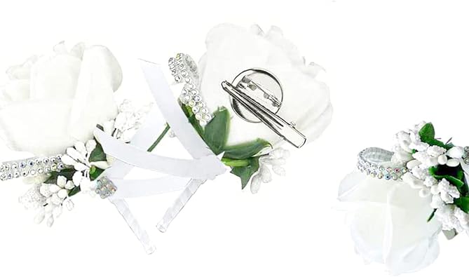 Pack of 6 Wedding Bridal Flower Pins Rose Flower Pins Wedding Pin for Men Wedding Brooch Wedding Rose Flower Pin for Party Prom Men Suit Decoration White