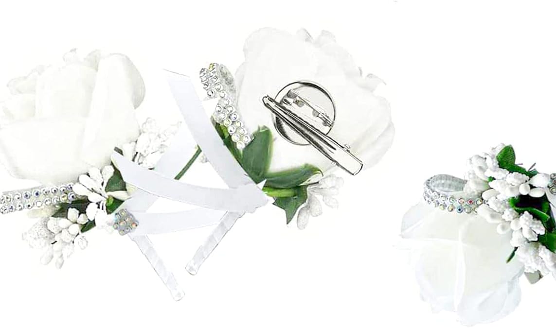 Pack of 6 Wedding Bridal Flower Pins Rose Flower Pins Wedding Pin for Men Wedding Brooch Wedding Rose Flower Pin for Party Prom Men Suit Decoration White