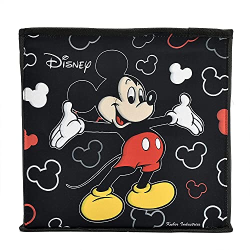 Image of Kuber Industries Disney Mickey Print Foldable Cube Box|Non Woven Storage Box For Clothes|Storage Organizer for Toys, Books, Baby Clothes|Pack of 2 (Black)