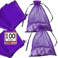 Ableme Black Organza Bags 3x4 Inch - 100 Pack Sheer Mesh Drawstring Gift Bags For Wedding Favors