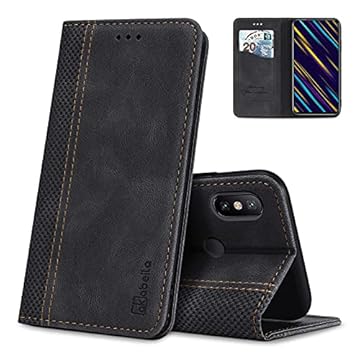 AKABEILA Capa para Xiaomi Mi Mix 3, capa tipo carteira tipo carteira com fecho magnético e suporte para cartão de 6,3 polegadas, preta