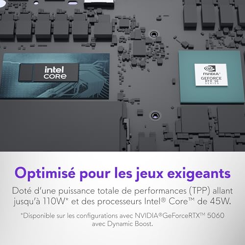 Alienware 16 Aurora PC Portable Gaming AC16250 16' WQXGA écran 120Hz 100% sRGB, Intel Core 7 240H Series 2, NVIDIA GeForce RTX 5060, 16GB RAM, 1TB SSD, Win 11 Home, Clavier rétroéclairé Blanc AZERTY