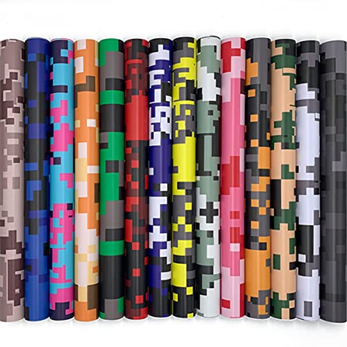 Cozylkx 30 cm × 100 cm Vinylfolie Camouflage Für Auto Motorrad Digital Mosaic Camo wasserdichte Autolackschutzfolie,Blau-Pink