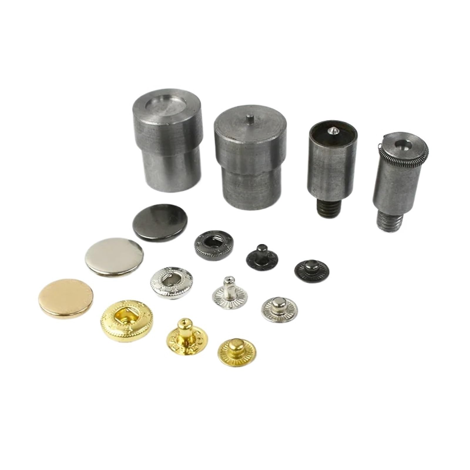 Snap Fasteners Botón Die Juego de moldes cierre a presión | Troqueles de botón de metal, suministros de costura DIY(655-10mm)