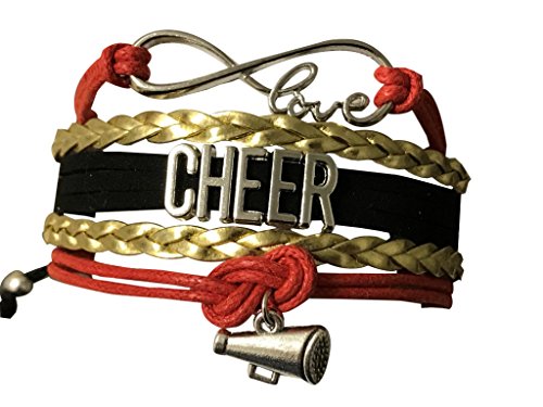 Infinity Collection - Cheer Bracelet - Red Black and Gold - Cheerleading Infinity Charm Jewelry Gift for Cheerleaders, Teams, or Squads