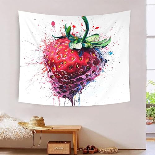 Tapisserie murale fraises 3D BBQYNVKJR en tissu pour grand salon et dortoir 180x230cm