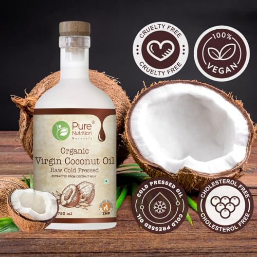 Image of Pure Nutrition Combo of Organic Cold Pressed Extra Virgin Olive Oil + Organic Cold Pressed Extra Virgin Coconut Oil (750ml), Low in Saturated Fat | 100% Organic & Natural | Ideal for Dressings, Salad, Soups, Dips & Marinades