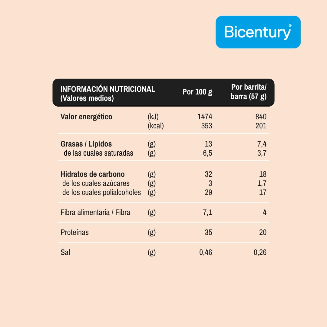 Bicentury Barritas Proteicas Choco Brownie 20g Proteína | Pack 12 Barritas | Sin Azúcares Añadidos | Alto en Fibra | Snack Fitness Rico en Proteínas