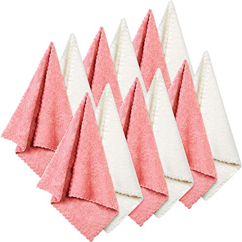 12 Pieces Face Wash Cloth Microfiber Makeup Remover Cloths Reusable Wash Cloth Facial Cleansing Towel Soft Face Washcloth for Face, 10 x 10 Inch (Beige, Pink)
