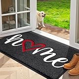 StepLively Door Mat Home Welcome Mats Outdoor and Indoor, Heavy-Duty Low-Profile Non-Slip Front Welcome Mat for Home Entrance, Outside Entry, Yard, Floor, Patio (32''x20'', Black)