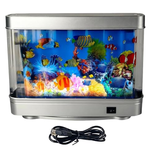 Ruwshuuk Künstliches Aquarium Mit Fischdekor - Künstliches Aquarium Mit Beweglichen Fischen - Niedliches Realistisches Leuchten Sensory Deko Für Geburtstag Baby Erwachsene Kinder Nacht Freude