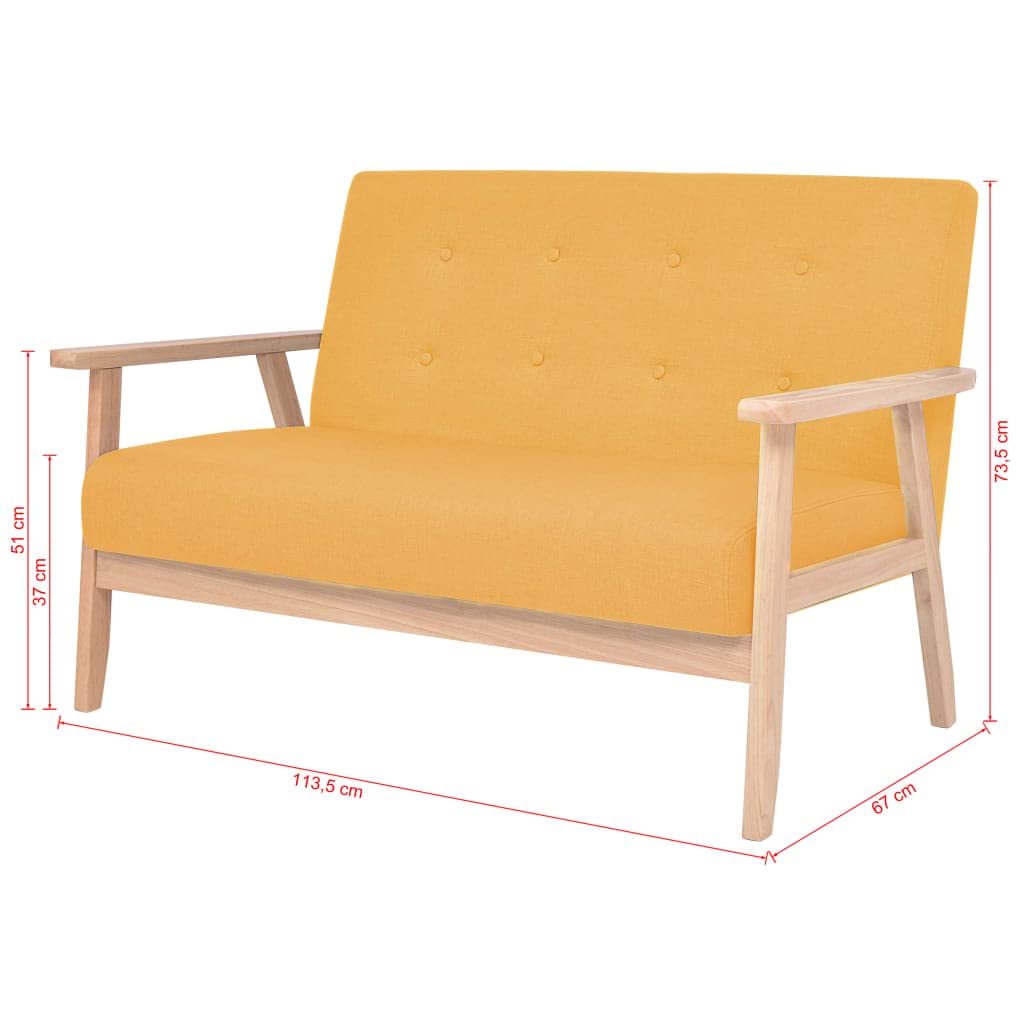 Canapé 2 places jaune en tissu 113,5 cm