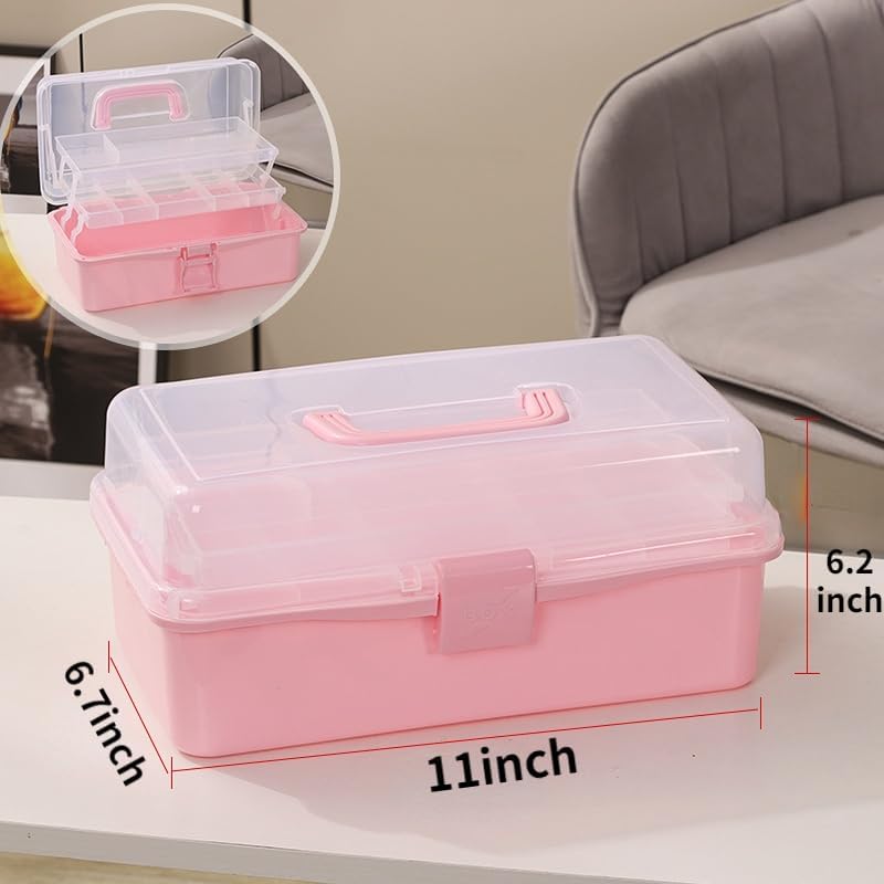 Miniatura 2 de NVAZIOP Suministros de artesanía de tres capas de 11 pulgadas, accesorios para el cabello, organizador de costura de maquillaje, caja de minitool