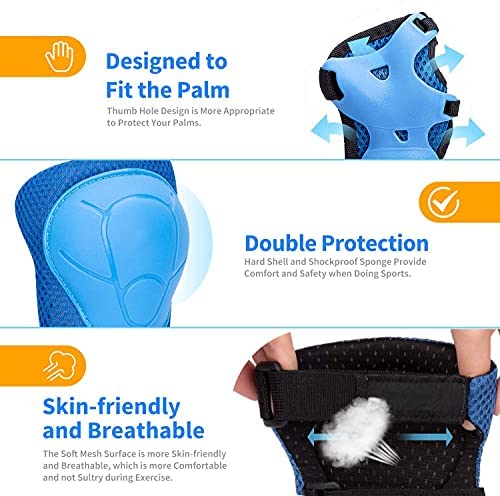 Kids/Youth Knee Pads Elbow Pads Wrist Guards 3 in 1 Protective Gear Set for Child Roller Skates, Cycling, Inline Skating, Scooter Skateboard, BMX Bike, Riding, and Multiple Outdoor Sports - Image 3