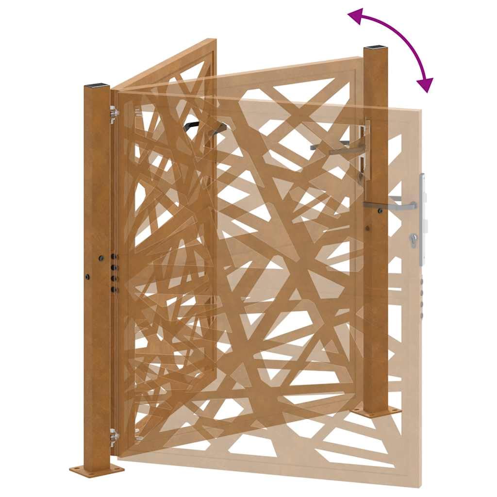 vidaXL Porte de Jardin Acier résistant aux intempéries Design lumière, Porte de clôture, Porte extérieure, Porte en métal, Porte de sécurité