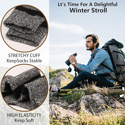 AOLIWEN 3 Pairs Men's Warm Thermal Winter Thick Crew Socks - Cold Weather Hiking & Home Socks4