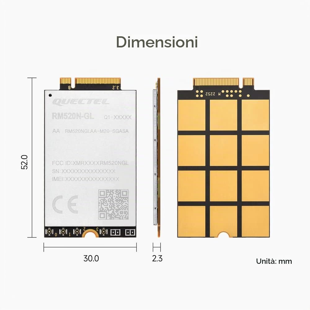 Waveshare Quectel RM520N-GL IoT 5G Global Band Module,Designed for IoT/eMBB applications,M.2 form factor 5G Sub-6G Module, M.2 Form Factor with 3GPP 5G Release 16 Specification