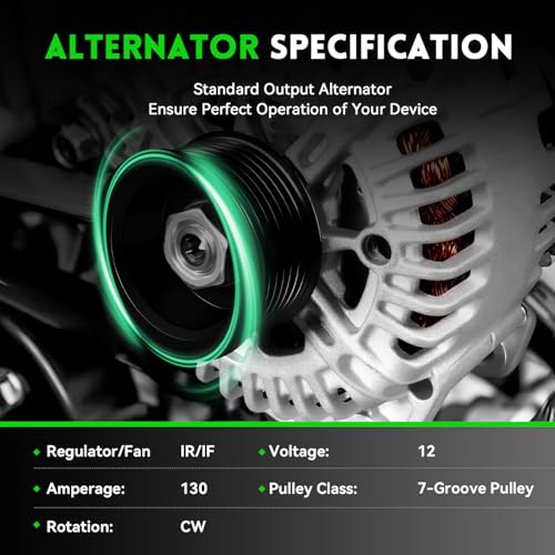 Image of 11256N Alternator Replacement for 2007-2019 Nissan Armada Frontier Pathfinder Titan Xterra 5.6L V8 4.0L V6, 2008-2010 Infiniti QX56, 2009-2012 Equator, 23100-ZH00A 23100-ZH00B TG15C113