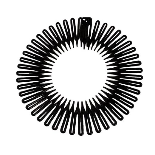 Caravan Full Circle Spring Head Band Comb In Classic Black With Deep Teeth And Closure