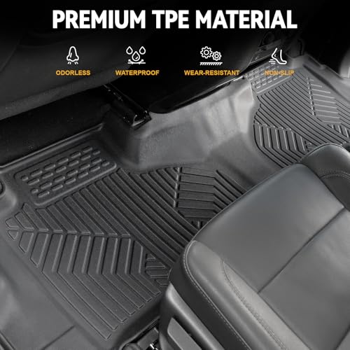 Image of Floor Mats for Chevy Tahoe /GMC Yukon /Cadillac Escalade 2021-2026, All Weather Floor Mats Cargo Liner with Backrest Cover and Door Sill Guards Accessories, Full Coverage Set (Fit 7 Seats)