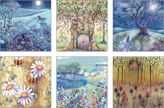 ArtEco DesignsPack of 6 Blank Notecards - Nature, Animals and Moon Illustrations - 6 Cards of 6 Designs - Eco-Friendly