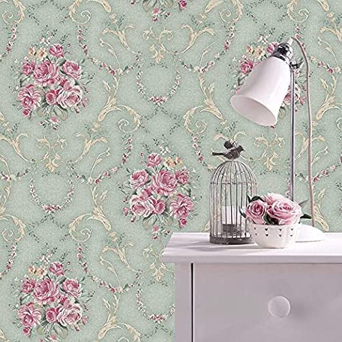 Image of Waterproof Peel and Stick Floral Wallpaper, Self-Adhesive Vinyl Wall Covering for Bedroom, Living Room Bathroom Cabinet, Countertop (45 x 600 cms, Floral Rose)