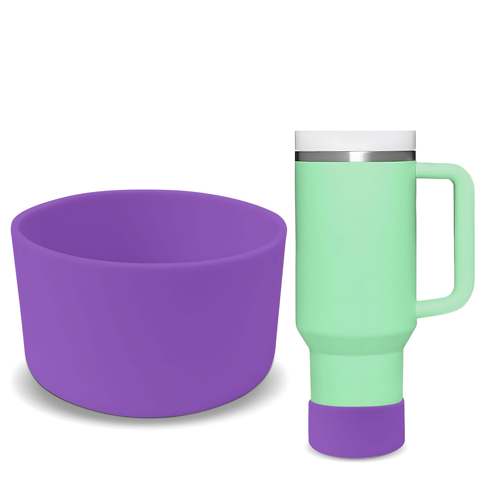 GJV Upgrade Protective Silicone Boot Bumper for Stanley Quencher Adventure 40oz 30oz 20oz 30oz Tumbler, Water Bottle Bottom Sleeve Cover Accessories for Stanley Mug Cup (Purple, OD:2.95in/7.5cm)