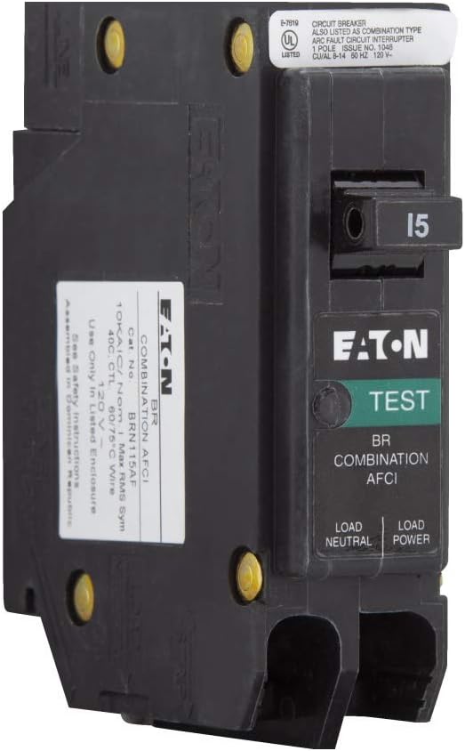Eaton BRN115AF Combo Arc Fault Circuit Breaker, Type BR 1, 15A - Quantity 1