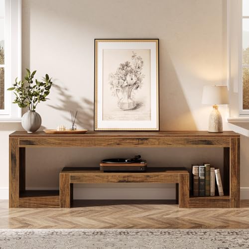 Image of Tribesigns 63-Inch TV Stand for 55 /60 /65 /75-Inch TVs, Farmhouse Entertainment Center with Open Storage Shelves, Wood Television Console for Living Room, Bedroom