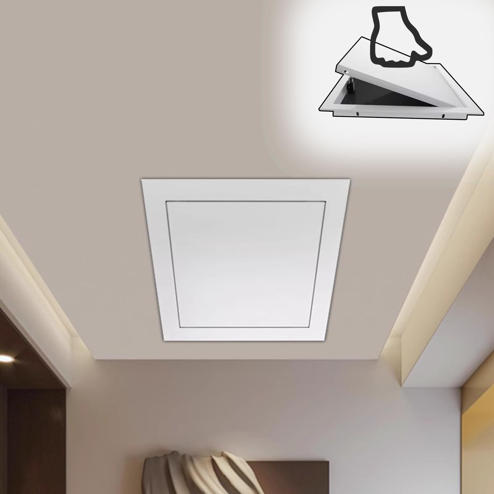 Push Click Attic Access Hatch Panels, Concealed Wall Ceiling Aluminium Inspection Hatch, Plumbing and Electrical Service Access Hole Cover(450x650mm/18x26in)