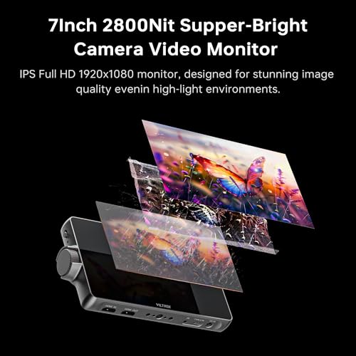 VILTROX DC-A1 Camera Monitor 7'' Touchscreen Camera Field Monitors,2800nits 4K HDMI in/Out,DSLR External Monitor Kit Sunshade Hood,Waveform&Vectorscope,Peaking Focus Assist,3DLUT,False Color Function