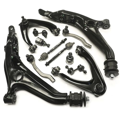 12PC Front Suspension Kit Front Left & Right Upper & Lower Control Arm & Lower Ball Joint & Stabilizer Sway Bar & Inner Tie Rod & Outer Tie Rod End Compatible with 1997 1998 1999 2000 2001 Honda CR-V