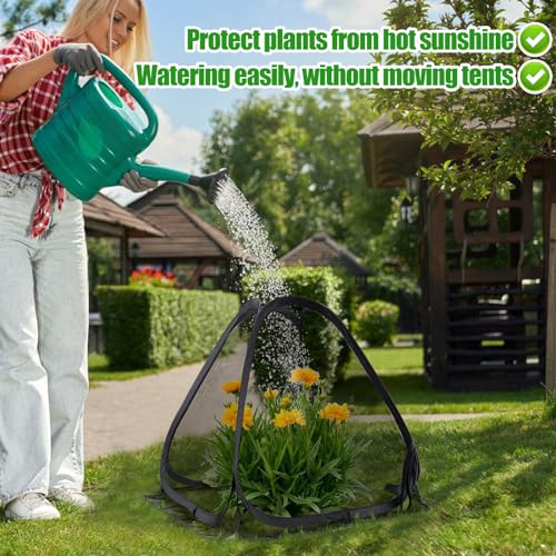 Image of ANPHSIN 2pcs Durable Plant Covers, Pop-up Fine Mesh Plant Tents, 22x22x23in | Plant Protectors with 8 Stakes, Garden Crop Guard Cages for Vegetable Fruis Away from Animal Birds Deer Squirrels