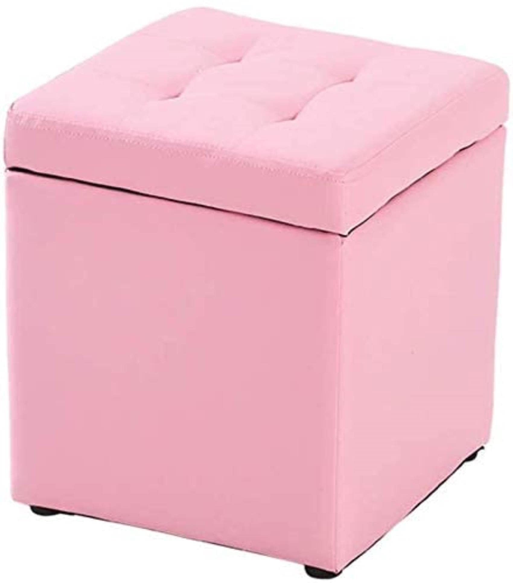 Tabouret cube en similicuir avec coffre de rangement et couvercle articulé