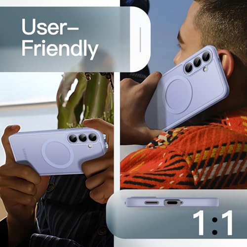 Image of JETech Magnetic Cover Case for Samsung Galaxy S25 FE, Compatible with MagSafe, Translucent Matte Back Shockproof Phone Cover (Icyblue)