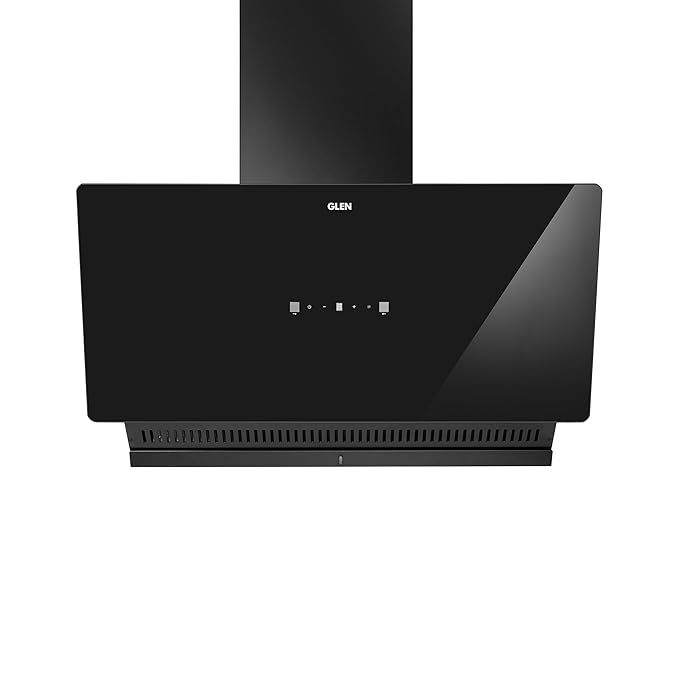 Glen 90 cm 1600 m³/hr BLDC Slant Kitchen Chimney |Intelligent Auto Clean |Wider Suction Area|(Hood Play 90,Touch & Gesture Control,Black) 1year Comprihensive & 7 Year on motor (90)