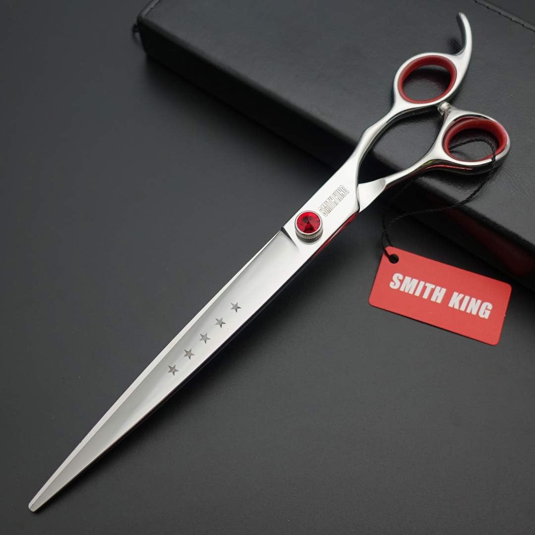 9.0 inches Professional Dog Grooming Scissors Dog Straight Scissors with Bearing Bolt Convex Edge 440C 60HRC (9.0in)