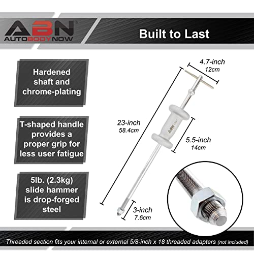 Image of ABN Slide Hammer Puller Set - 5 lb Slide Hammer Axle and Hub Puller and Dent Remover Unit Auto Body Hammer Tool